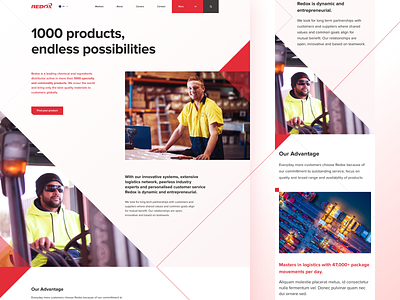 Redox Homepage - Chemical & Ingredients Distributor chemicals corporate distributor humaan red responsive ui ux web design