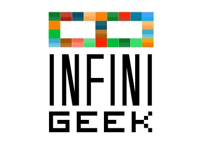 Infinigeek.com Logo blog branding geek infinigeek infinity logo robot science space