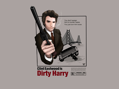 Dirty Harry - Movie Poster clinteastwood design digital art digital illustration drawing graphic design illustration movieposter posterdesign