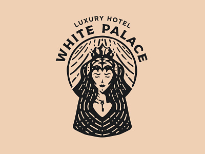 White palace hotel key keyhole logo woman