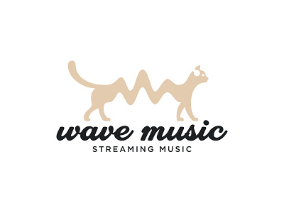 Wave music audio cat logo sound