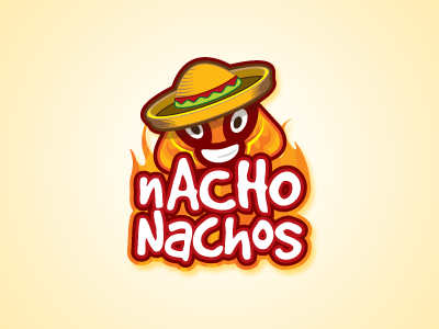 Nacho Nachos fire food hot logo mexican nacho orange restaurant sombrero yellow