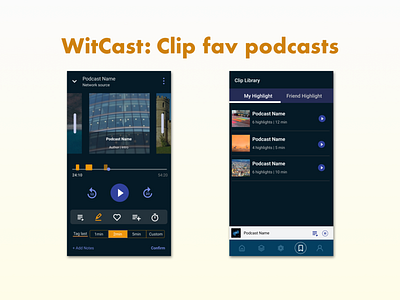 Witcast to clip fav podcasts mobile player podcast