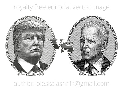 Donald Trump vs Joe Biden. Vector oval portraits.