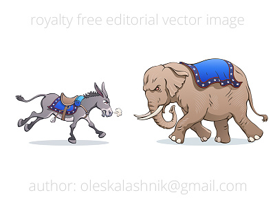 Donkey vs Elephant. Political caricature american candidate caricature cartoon debate democratic donkey election elephant fight gallop party political presidential republican royalty free us usa vector vote