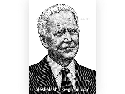 Joe Biden. Vector engraving. america biden black drawing engraving etching face hatching head inauguration ink isolated portrait poster president smiling us vector vintage