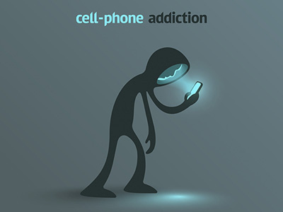 Cell phone addiction addiction anthropomorphic bad habit cell phone concept figure poster silhouette smartphone surrealistic urban zombie