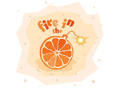 Fire in the... bomb citrus concept explosion fire in the hole idea orange slice tangerine vitamin wick