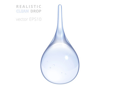 Purified water drop 3d clean dew distilled drink drop eco liquid pure realistic vector water