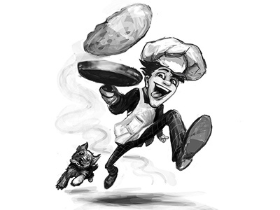 Pancake Race cartoon cook flipping frying pan funny mardi gras pancake pappy race running shrove tuesday sketch