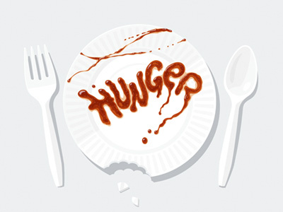 When the waiter is gone for a long time dish eatery food fork inscription ketchup lettering plate spoon top view waiter