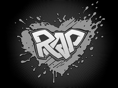 Rap Graffiti Logo concept dots graffiti grunge halftone heart hip hop intertwined logo music rap splash