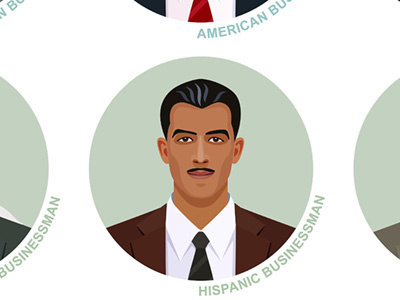 Hispanic businessman vector avatar businessman character color face hispanic icon latin american portrait round tan vector whiskered