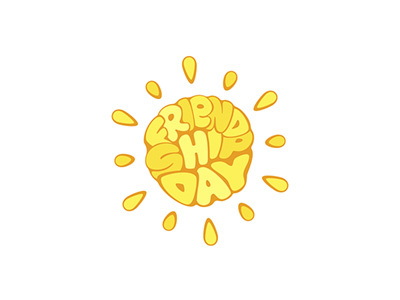 Sun of Friendship Day 30 july cartoon day friendship funny lettering letters sun tightly vector white yellow