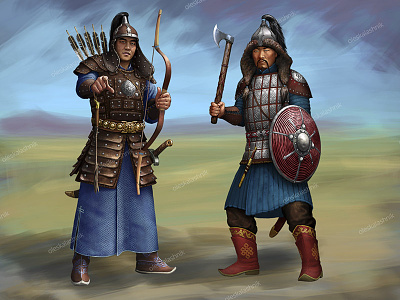 Mongolian and dzungar medieval warriors