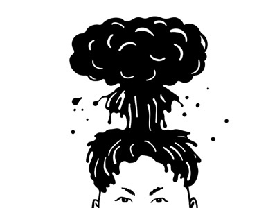 Nuclear haircut caricature concept dictator haircut incitement ink kim jong-un leader north korea nuclear political war