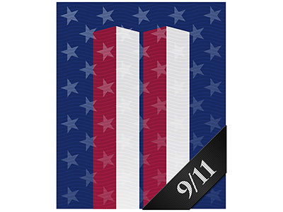 9/11 Patriot Day poster 911 american banner flag memorial patriot day poster september stars and stripes terrorism us vector