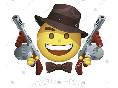 Gangster Smiley 1930s classic hat crime criminal emoji emoticon gangster mafia smiley thompson submachine gun tommy gun weapon