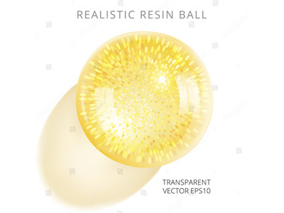 Golden glitter ball 3d ball closeup epoxy gift glitter gold realistic resin transparent vector yellow