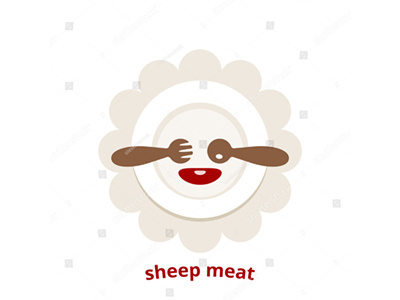 Sheep meat vector logo eatery fork lamb logo meat mutton plate restaurant sheep spoon steak vector