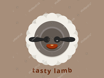 Tasty lamb eatery logo eatery fork lamb logo meat mutton plate restaurant retro sheep spoon steak