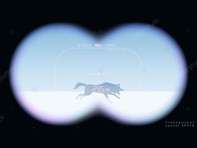 Winter hunting. Realistic vector view binoculars blurred crosshair hunting rangefinder reticle transparent vector view winter wolf zoom