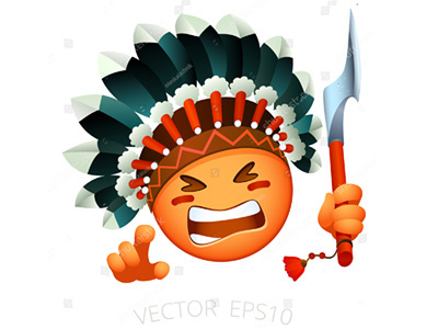 War-Cry american chief emoji emoticon headdress headgear indian leader native smiley tomahawk war bonnet