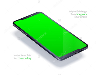 Green Phone for chroma keying 3d chroma key green screen isometric mobile phone perspective presentation realistic sell phone smartphone template vector