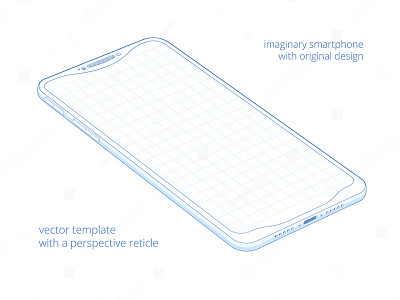 Draft imaginary phone 3d blueprint cell phone draft gadget grid isometric mobile phone mock up perspective smartphone template