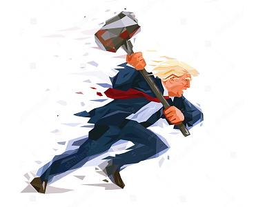 Overtrump! american attack breaking caricature donald hammer overcome politician president rush trump usa