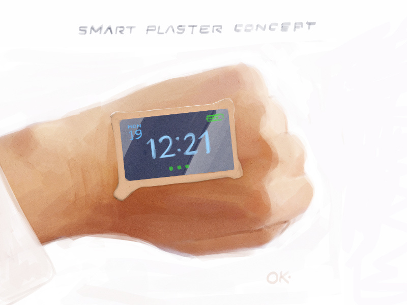 Smart plaster concept wrist hand gadget device concept flexible digital watch plaster sticker patch smart