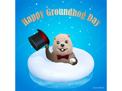 Hello ladies and gentlemen! day forecast greeting groundhog happy marmot poster snow spring top hat winter woodchuck