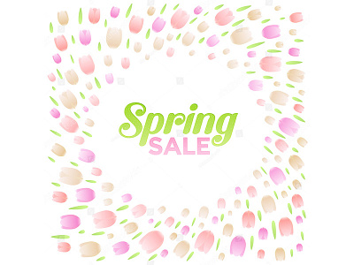 Spring vortex banner coupon discount floral flower flyer frame sale spring swirl tulip vector