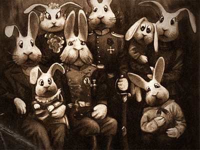 Rabbit Family brown family hare kids old parents photo photography rabbit retro sepia vintage