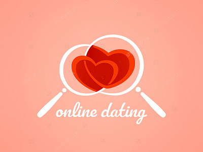Online Dating logo calligraphic dating heart icon lens love magnifier magnifying glass marriage online valentine wedding