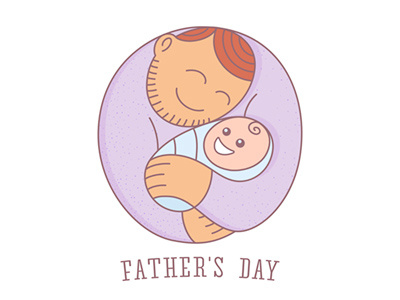 Father's Day sticker baby card dad day design doodle father line newborn round sticker vector