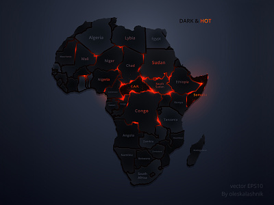 Dark Continent africa black burnt c.a.r. concept danger dark design fire frontier lava map somalia vector volcanic war