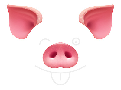 Ears and snout 2019 chinese clipart costume ears elements isolated mask new year nose photo pig piggy piglet pink realistic selfie snout template vector