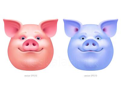 Usual and Freaky. Carnival piggy masks 2019 animal avatar bacon boar character chinese emoji face head hog mask maskot pig piggy piglet pork surprise swine vector