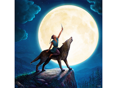 Tengri Wolf Rider boy deity epic game howl illustration kazakh legend medieval moon myth night nomads rider rock sky tamed tengri wolf