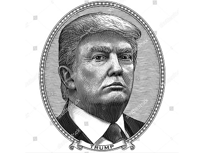 Donald Trump in the vintage style america american banknote currency dollar donald engraving etching ink leader money politician portrait president retro trump united states usa vector vintage