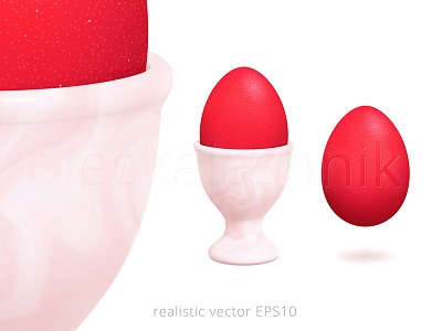 Vector egg cup with a marble texture 3d boiled clipart easter egg egg cup egg server eggcup fluid holder icon image isolated luxury marble painted realistic red royalty free vector
