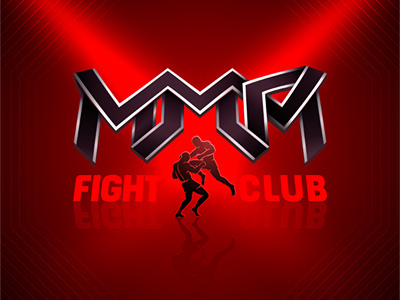 Mixed letters of Mixed Martial Arts flying knee knock out sports show background aggressive red fightclub fighters mma martial arts mixed club fight design branding logo illustration concept vector