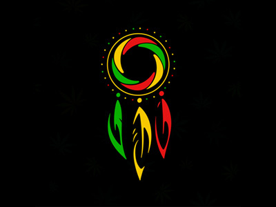 Rastafarian Dreamcatcher amulet design ethnic feather green hypnotic icon logo print rasta rastaman red stamp tattoo twisted vector yellow