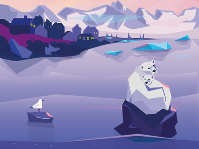 Polar Bear in Norway flat flat design flat illustration flat illustrations illustration art illustration design norway polarbear polygon polygon illustration