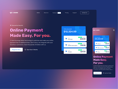 💳Online Banking - Website Hero Design Concept