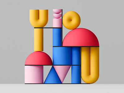 You 3d 3d artist cubes illustration render set design type typeface