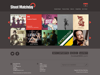 Flat red and grey design for music promotions company flat design flat ux flat web design