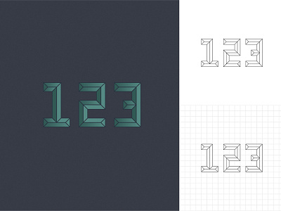 Geometric numbers 123 branding colors debut design flat design geometric graphic design grid illustrator numbers shot