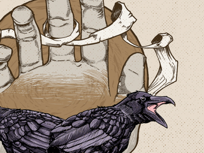 Twenty Fourteen (top) crows hand illustration ink photoshop ribbon roman numerals